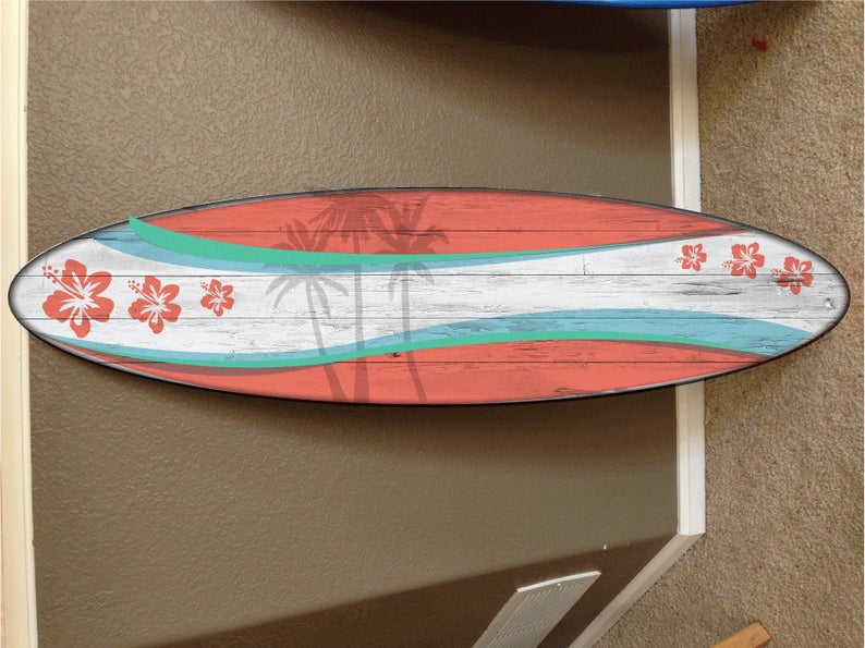 Wall hanging surf board surfboard decor hawaiian beach surfing beach decor