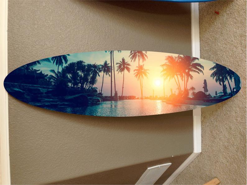 Wall hanging surf board surfboard decor hawaiian beach surfing beach decor